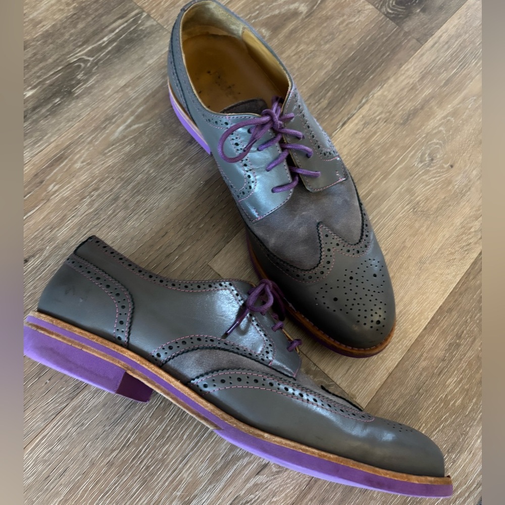 Bold Society by Soxy Gray and Purple Men's Wingtip Dress Shoes Sz 12